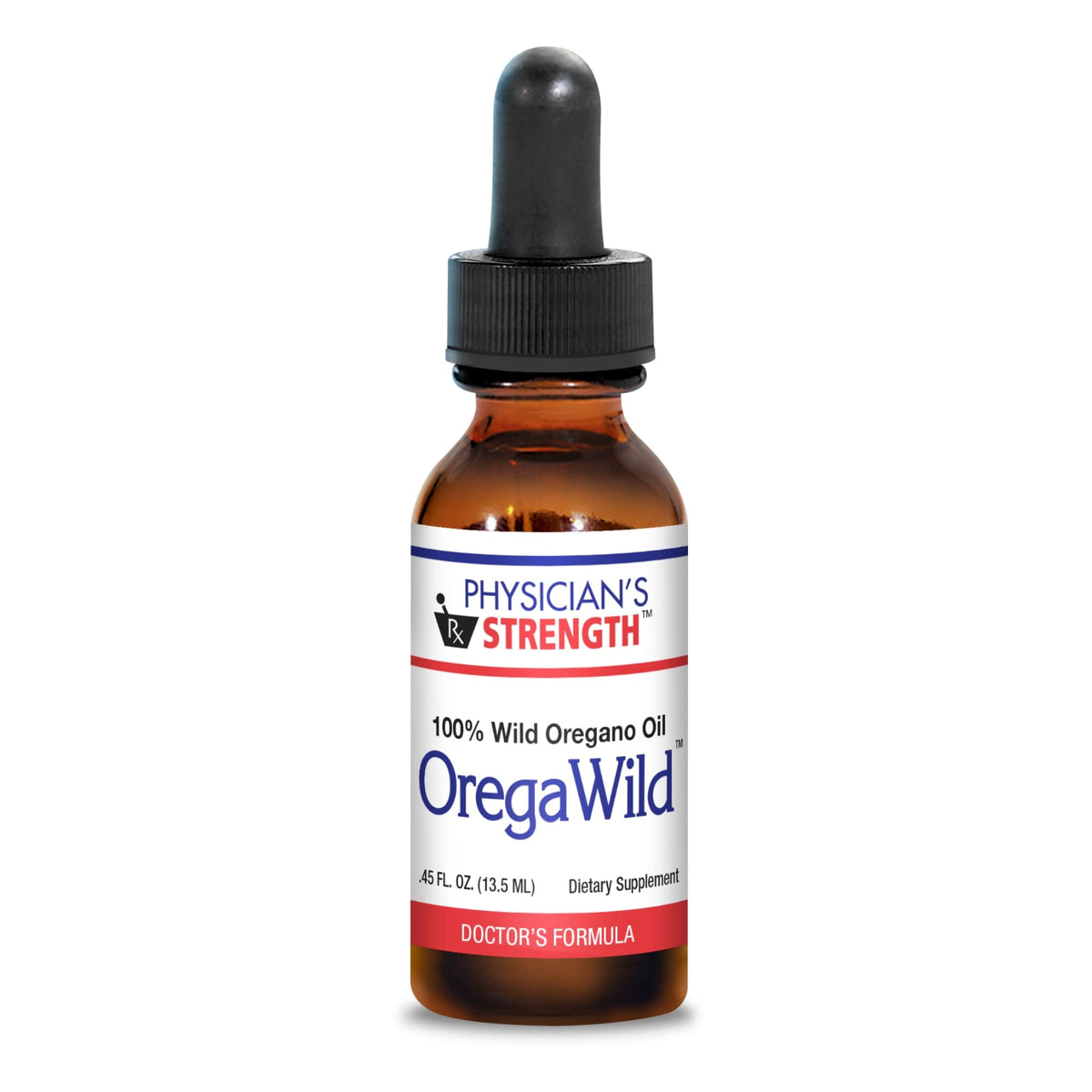 Physician's Strength OregaWild oil bottle with pure wild oregano aroma for daily use.