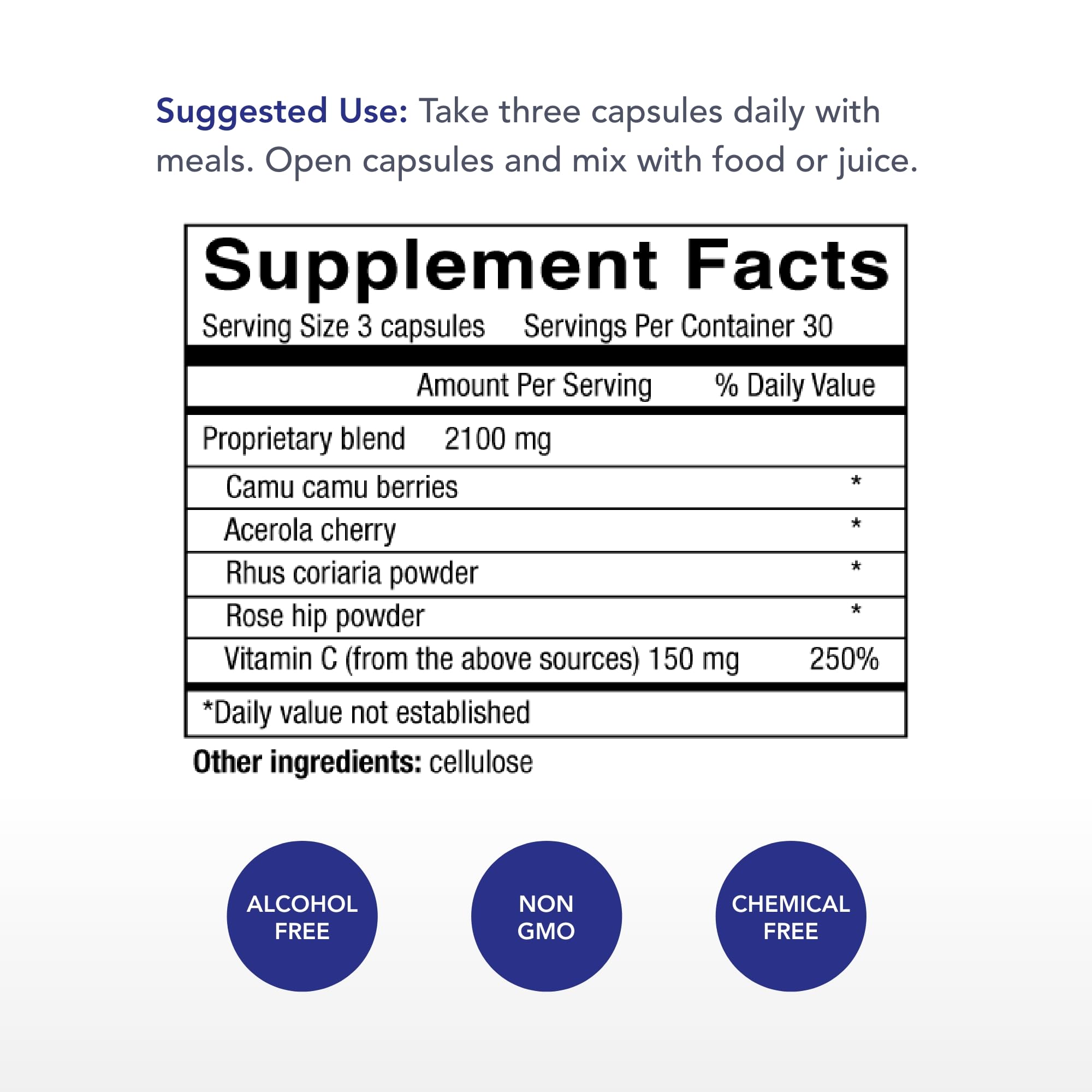 Physician's Strength Power-C bottle back label detail for daily use