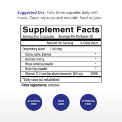 Physician's Strength Power-C bottle back label detail for daily use