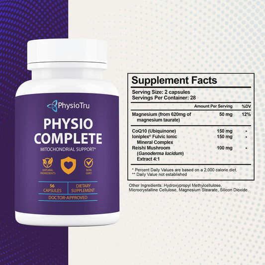 Close-up of PhysioTru CoQ10 capsules for easy daily supplementation