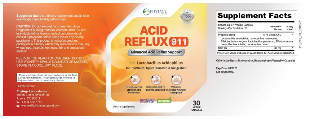 Phytage Labs Acid Reflux 911 in-use, on-the-go relief.