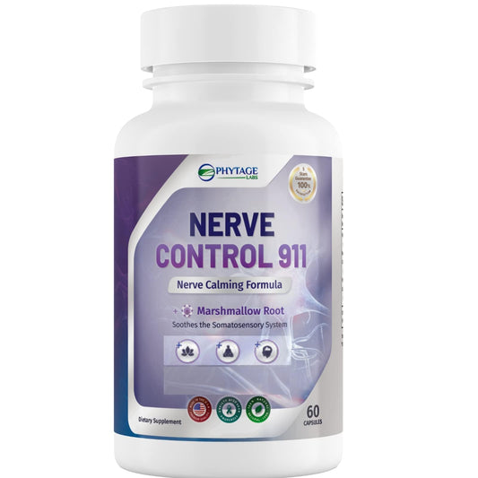 Phytage Labs Nerve Control 911 bottle front emphasizes natural plant based formula
