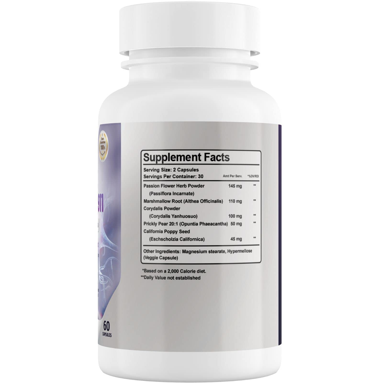 Phytage Labs Nerve Control 911 capsules closeup for convenient plant-based support