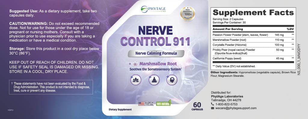 Phytage Labs Nerve Control 911 usage night scene for evening routine