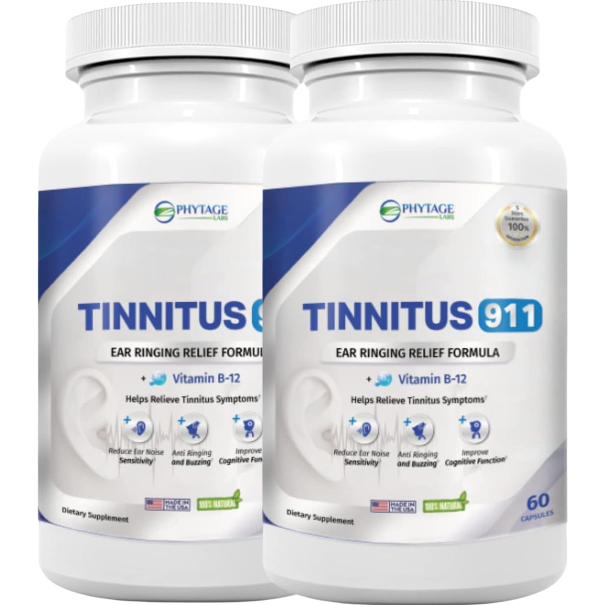 Phytage Labs Tinnitus 911 bottle front view, a natural daily support option