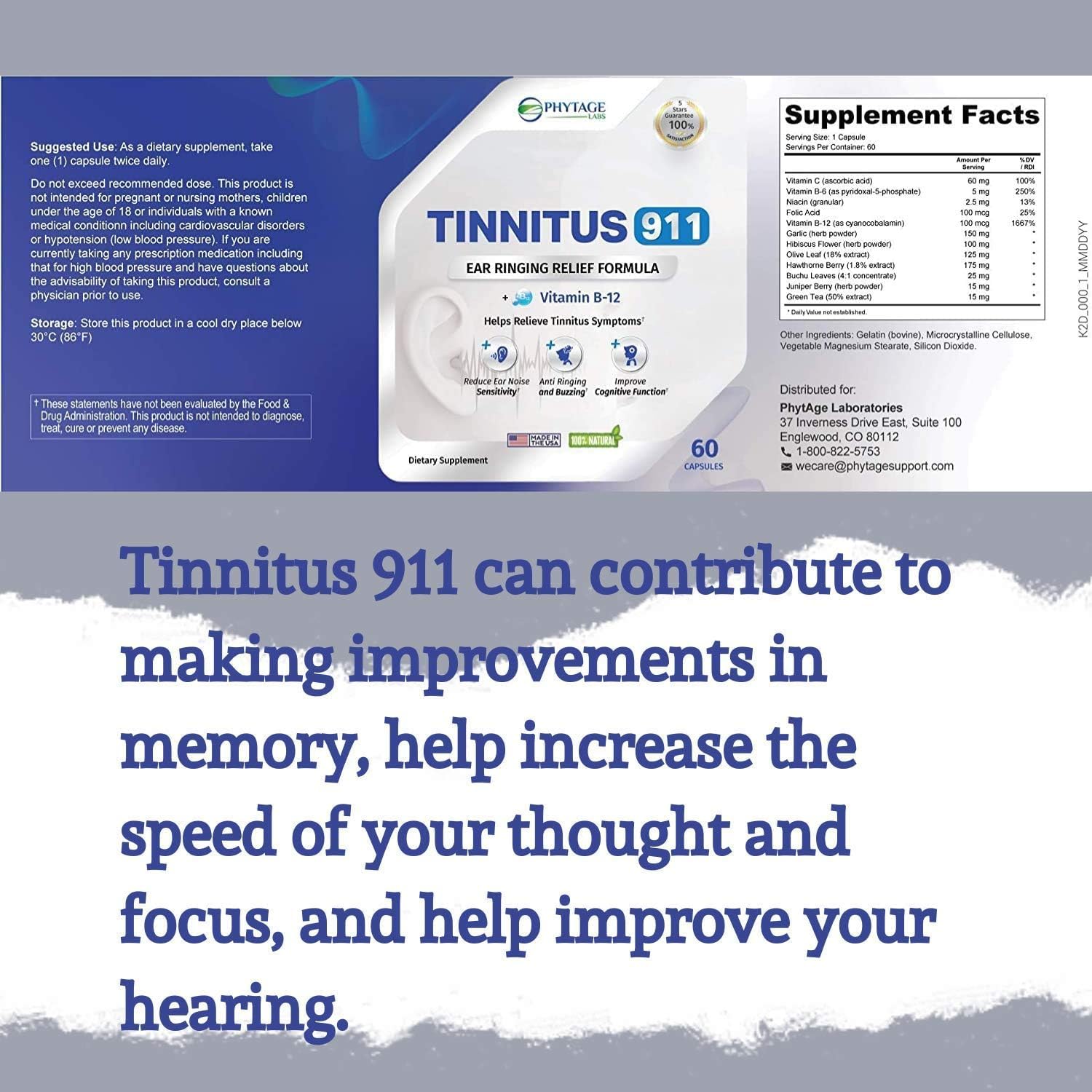 Phytage Labs Tinnitus 911 stacked bottles suggest value on shelves