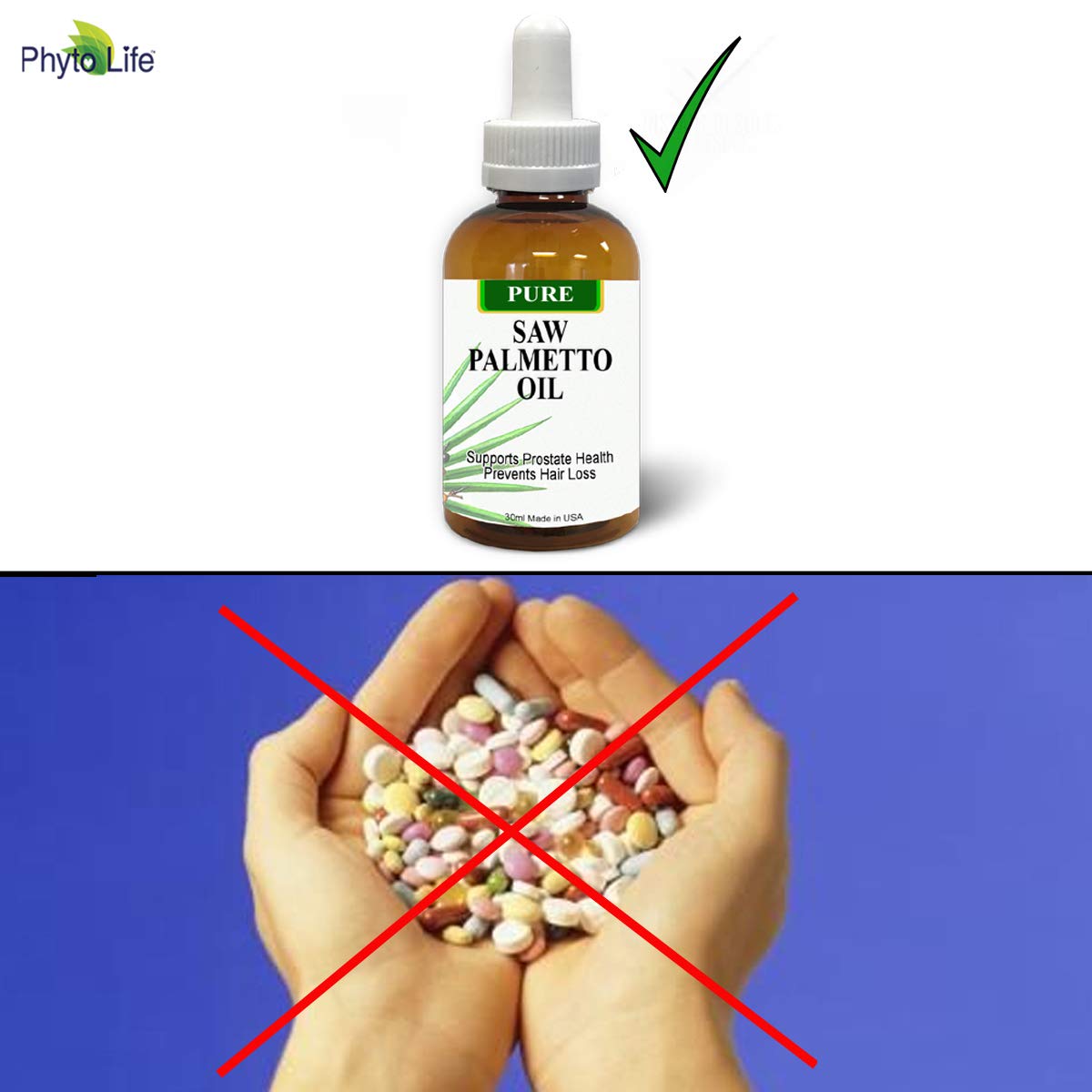 PHYTO LIFE Pure Saw Palmetto Oil drops ready to mix in water