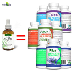 PHYTO LIFE Saw Palmetto Oil label closeup showing organic origin