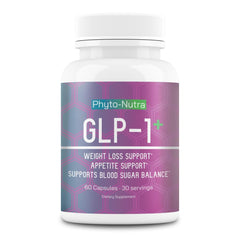 Phyto-Nutra GLP-1 bottle front label, showcasing a clean, natural supplement for appetite support