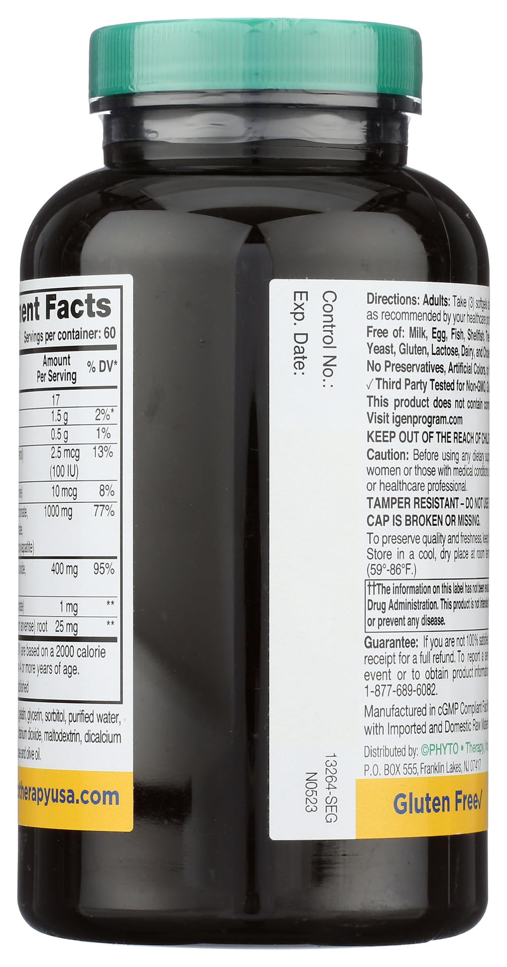 Phyto-Therapy bottle back view showing ingredient highlights and vitamin D3 K1