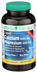 Phyto-Therapy Liquid Calcium with Magnesium softgels bottle front view for daily mineral support