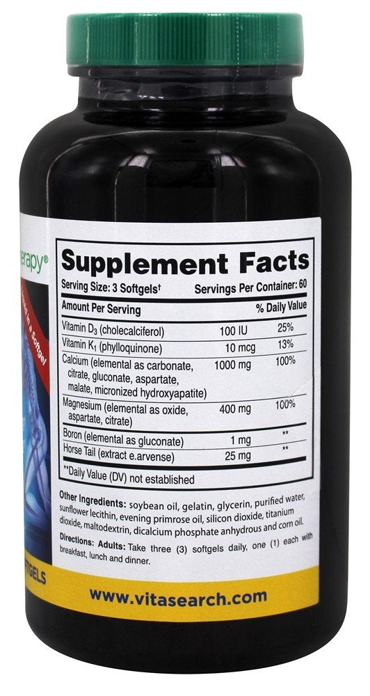 Phyto-Therapy Phytotherapy Rx Calcium softgel bottle label close-up showing serving size
