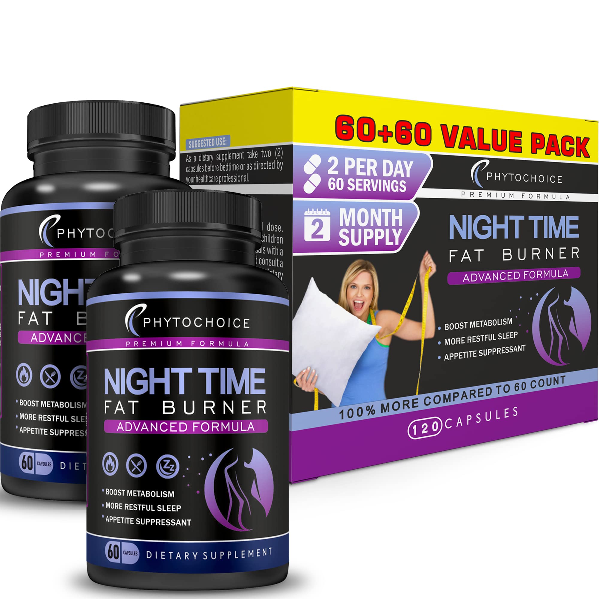 PHYTOCHOICE Nighttime Fat Burner bottle front for late-night use