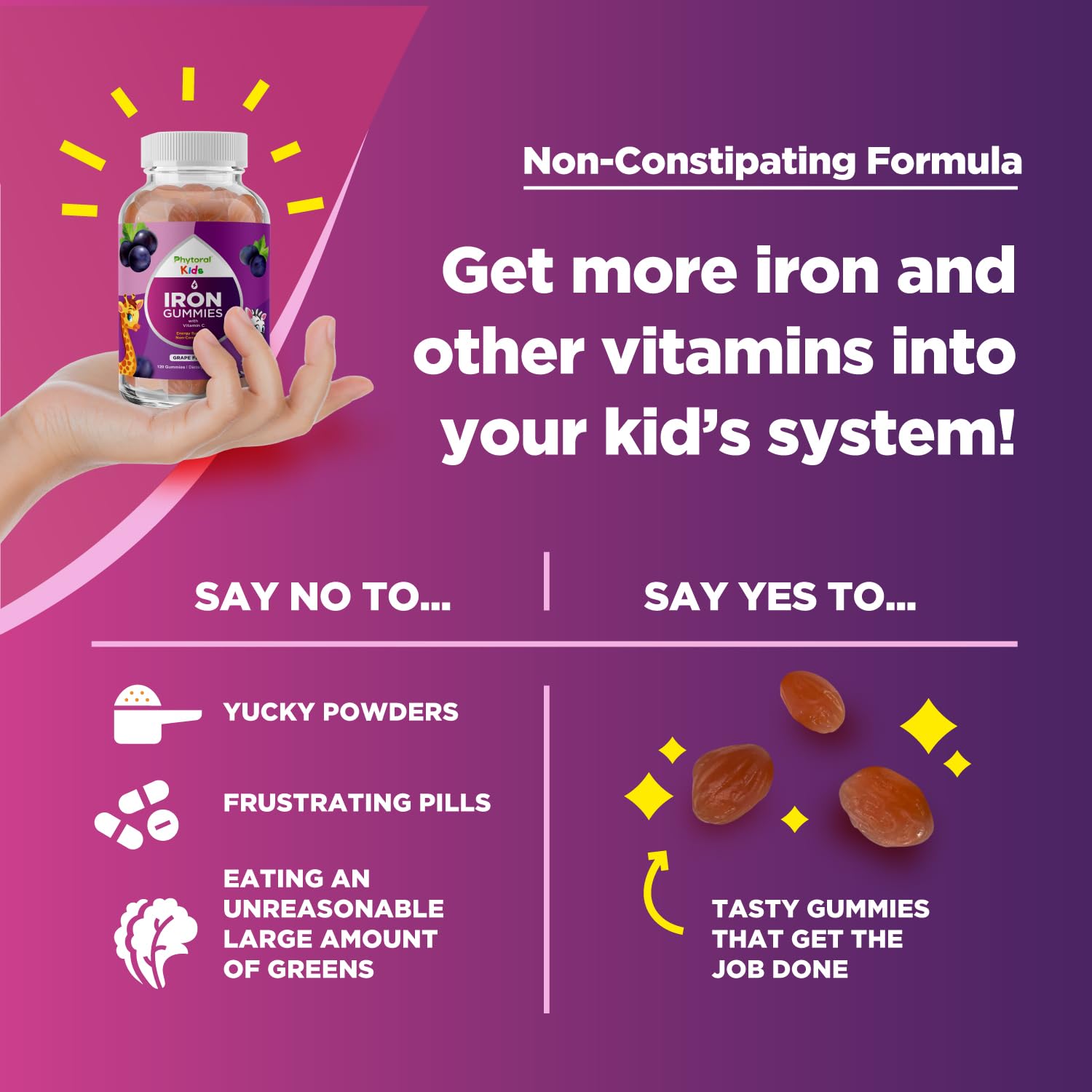 Possible immune support from Phytoral Iron Gummies for Kids.