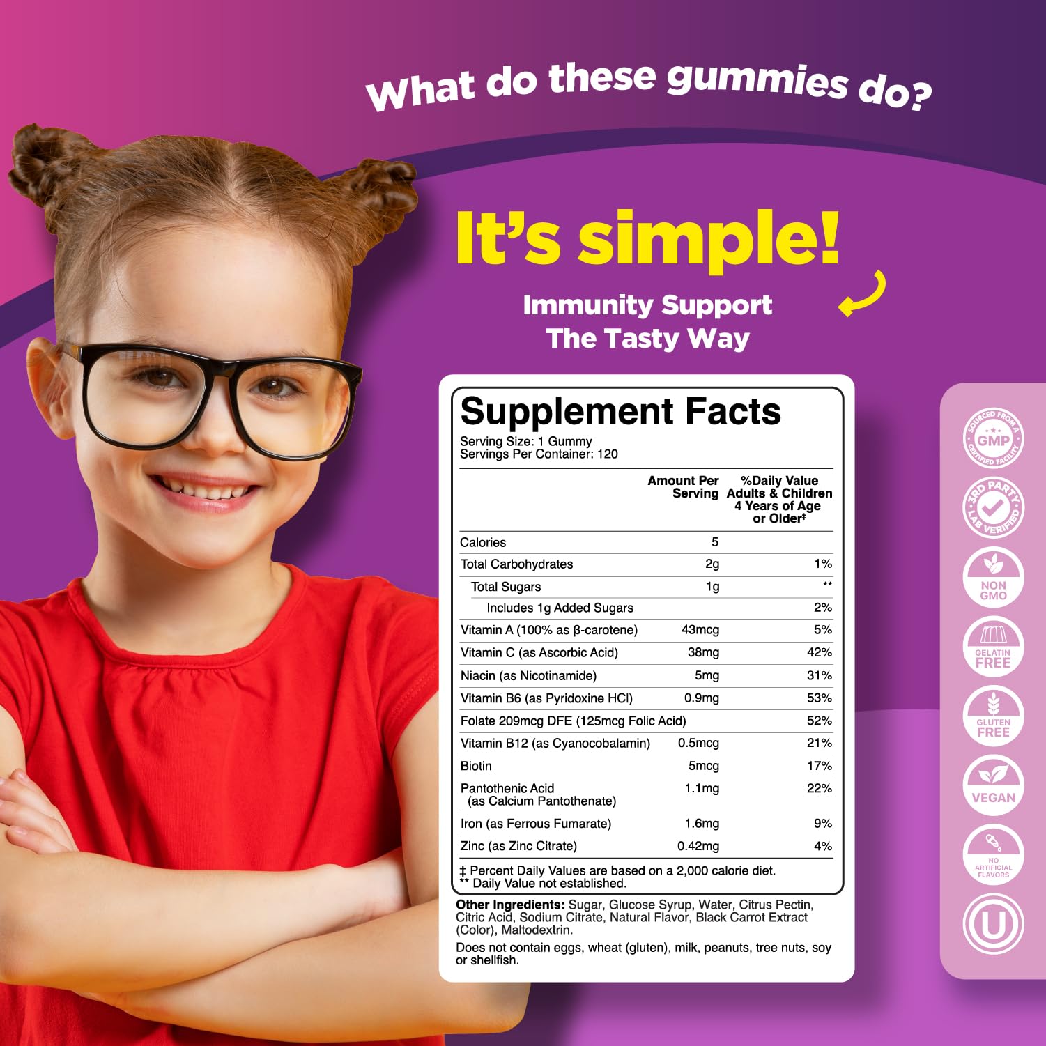 Child chewing Phytoral Iron Gummies for Kids for an easy daily supplement.