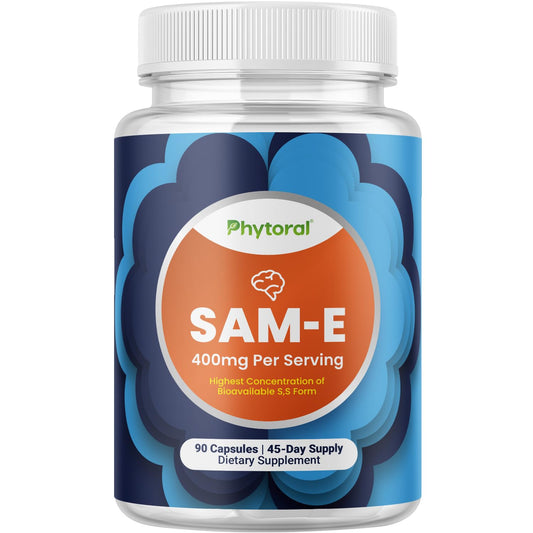 Phytoral Pure SAM E 400mg bottle for mood and brain support.