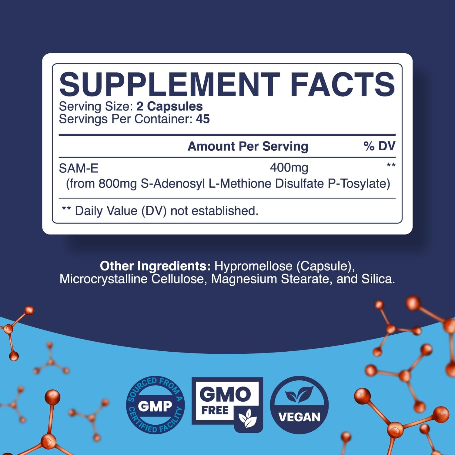 Phytoral Pure SAM E 400mg bottle label highlighting joint health.