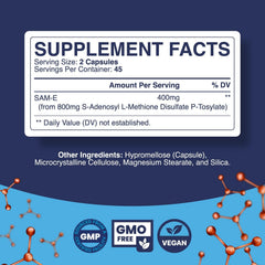 Phytoral Pure SAM E 400mg bottle label highlighting joint health.