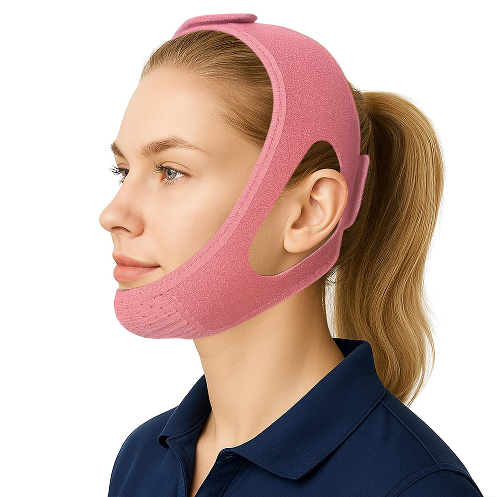 PIDOTI pink chin strap closeup shows soft neoprene comfort for nightly use