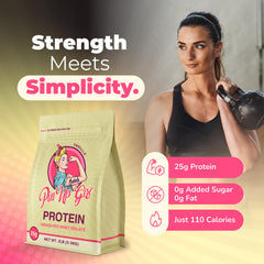 Pin Up Girl vanilla servings image suggests fat-free, low-carb option