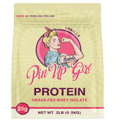 Pin Up Girl whey protein isolate vanilla tub 32 oz for fast, lean-muscle support