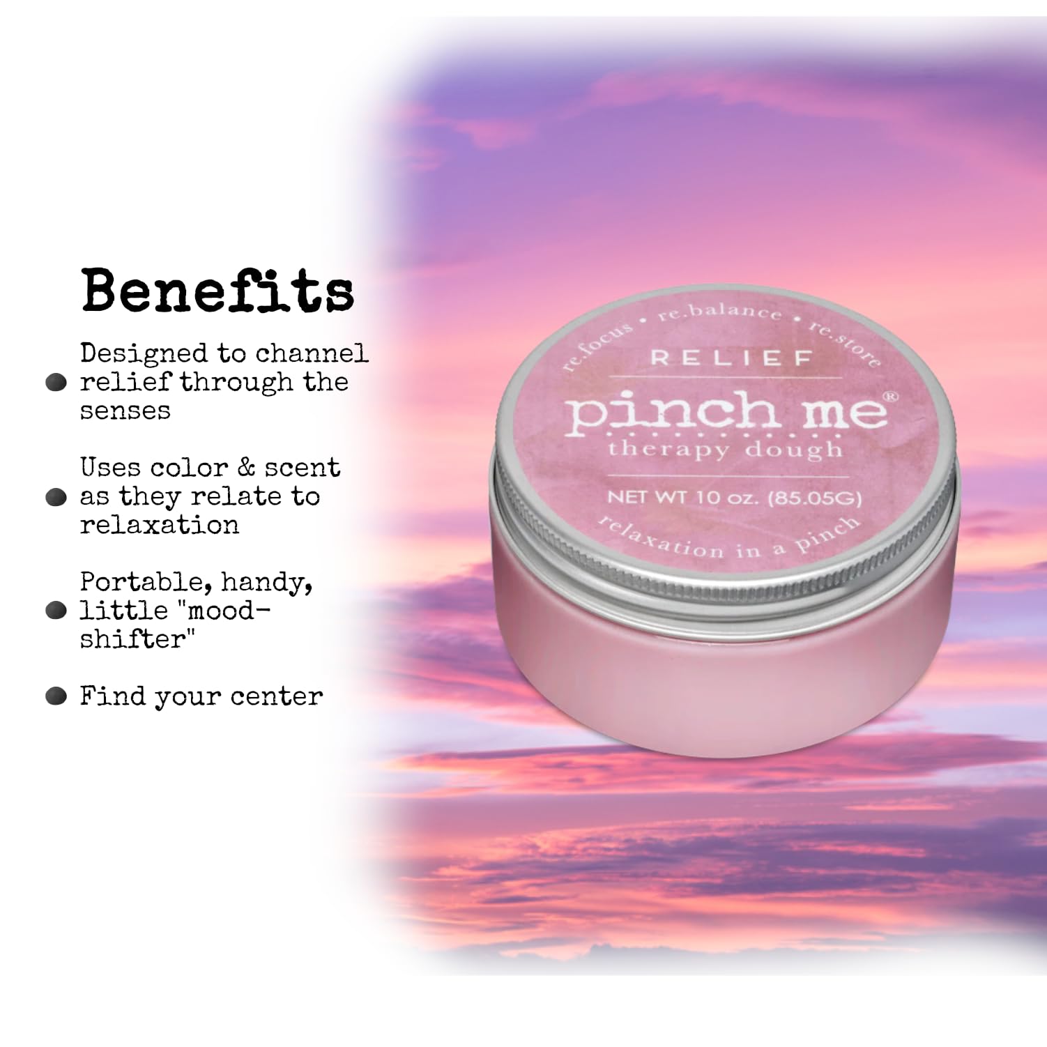 Pinch Me Relief hand exercise dough supports gentle dexterity.