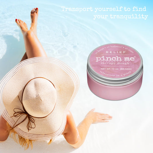 Soft, malleable Pinch Me Relief putty for focus and relief.