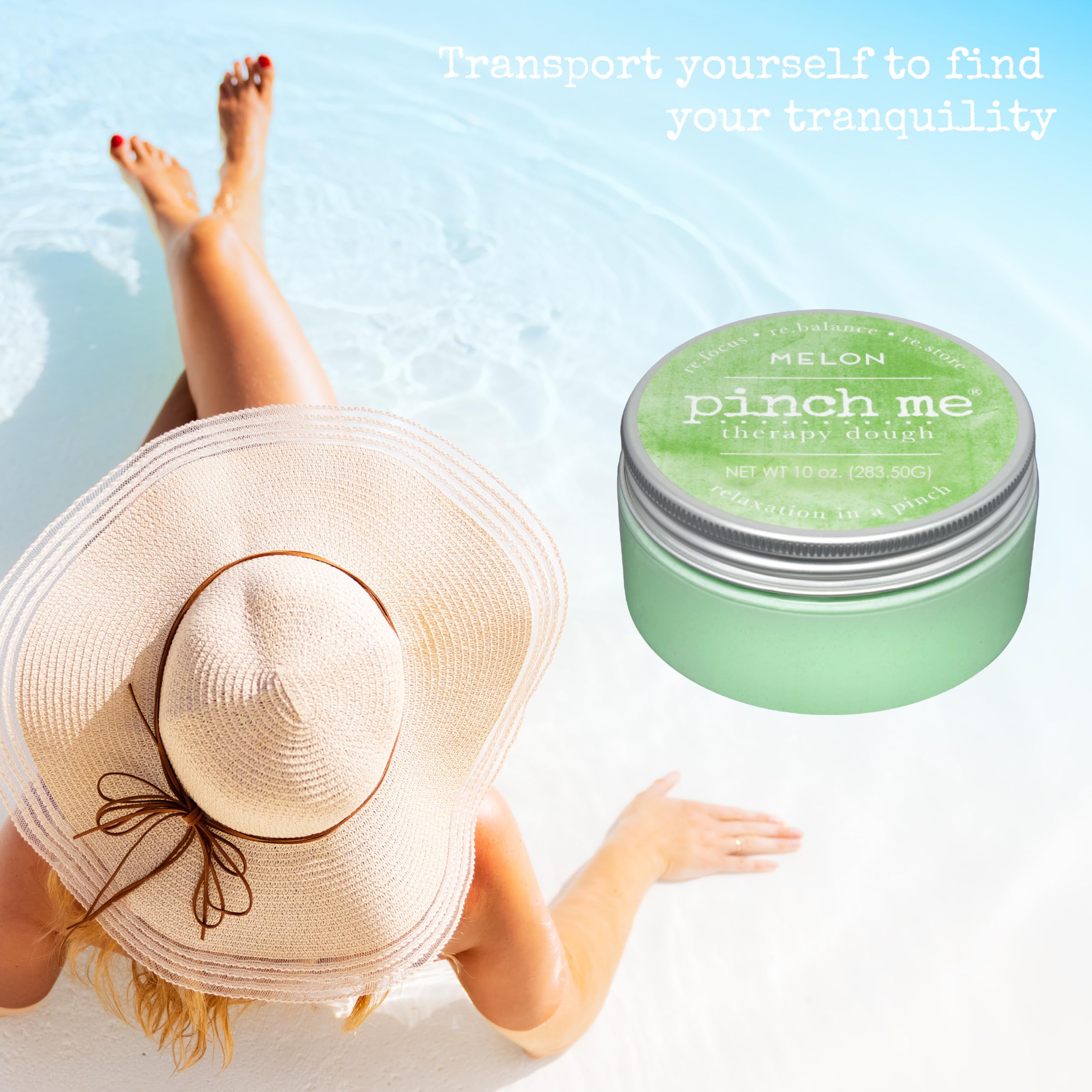 Pinch Me Therapy Dough Melon squishy texture in hand demonstrates stress relief potential