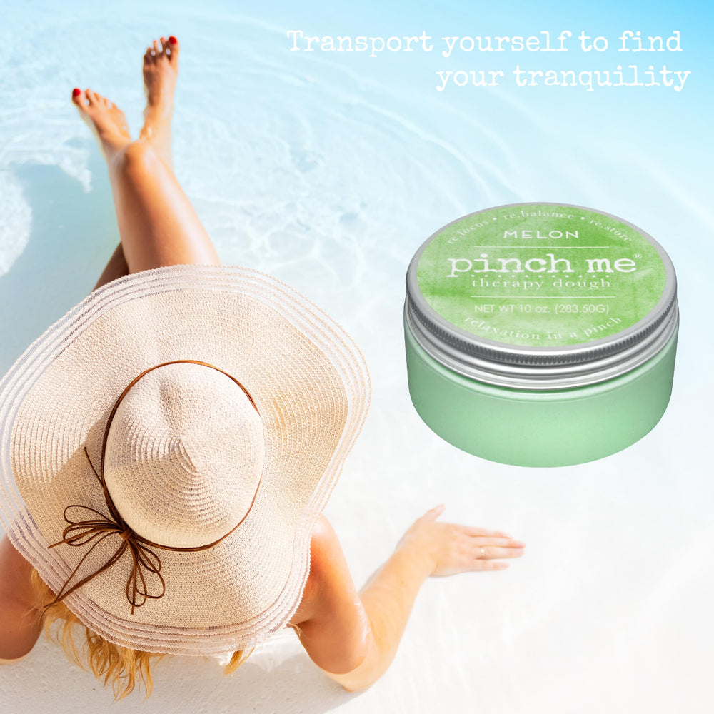 Pinch Me Therapy Dough Melon squishy texture in hand demonstrates stress relief potential