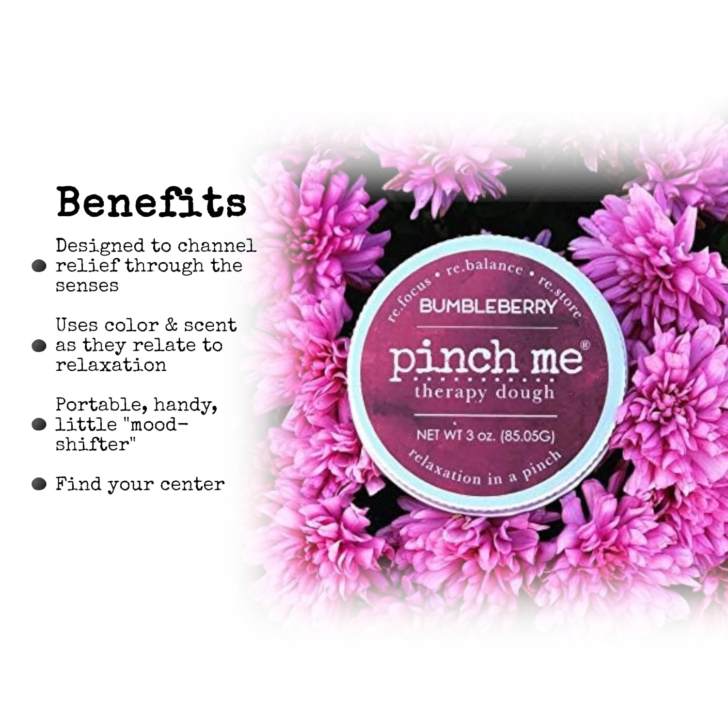 Pinch Me Therapy Dough texture closeup highlights malleable putty for calm focus.