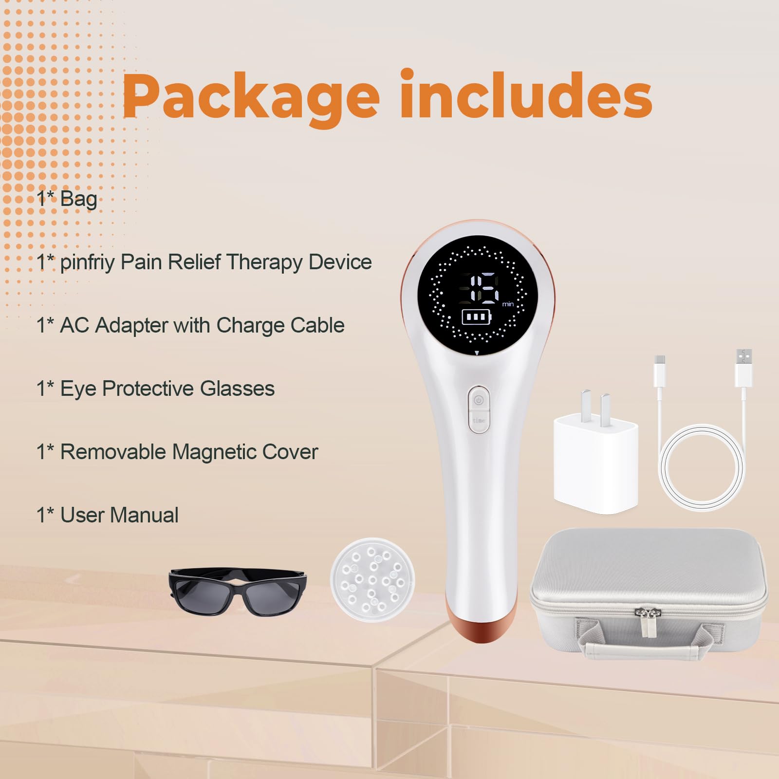Pinfriy eye protective glasses included for safe treatment.