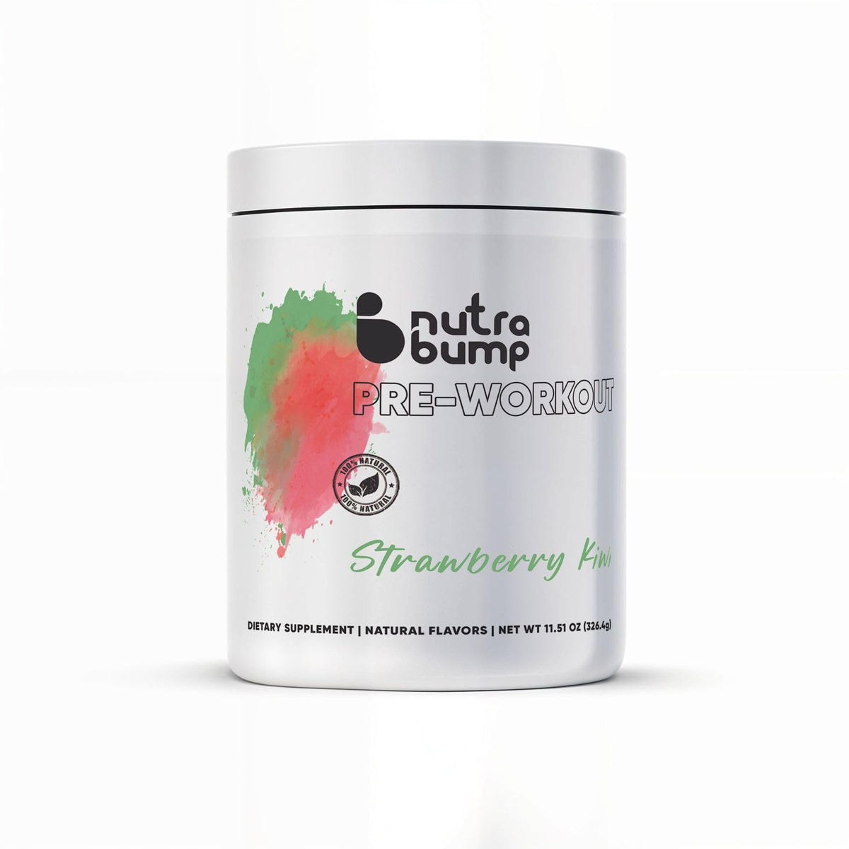 PINK NUTRABUMP Strawberry Kiwi pre workout bottle ready for gentle energy during pregnancy