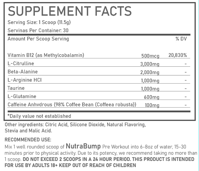 PINK NUTRABUMP pre workout being poured, supporting active nursing routines