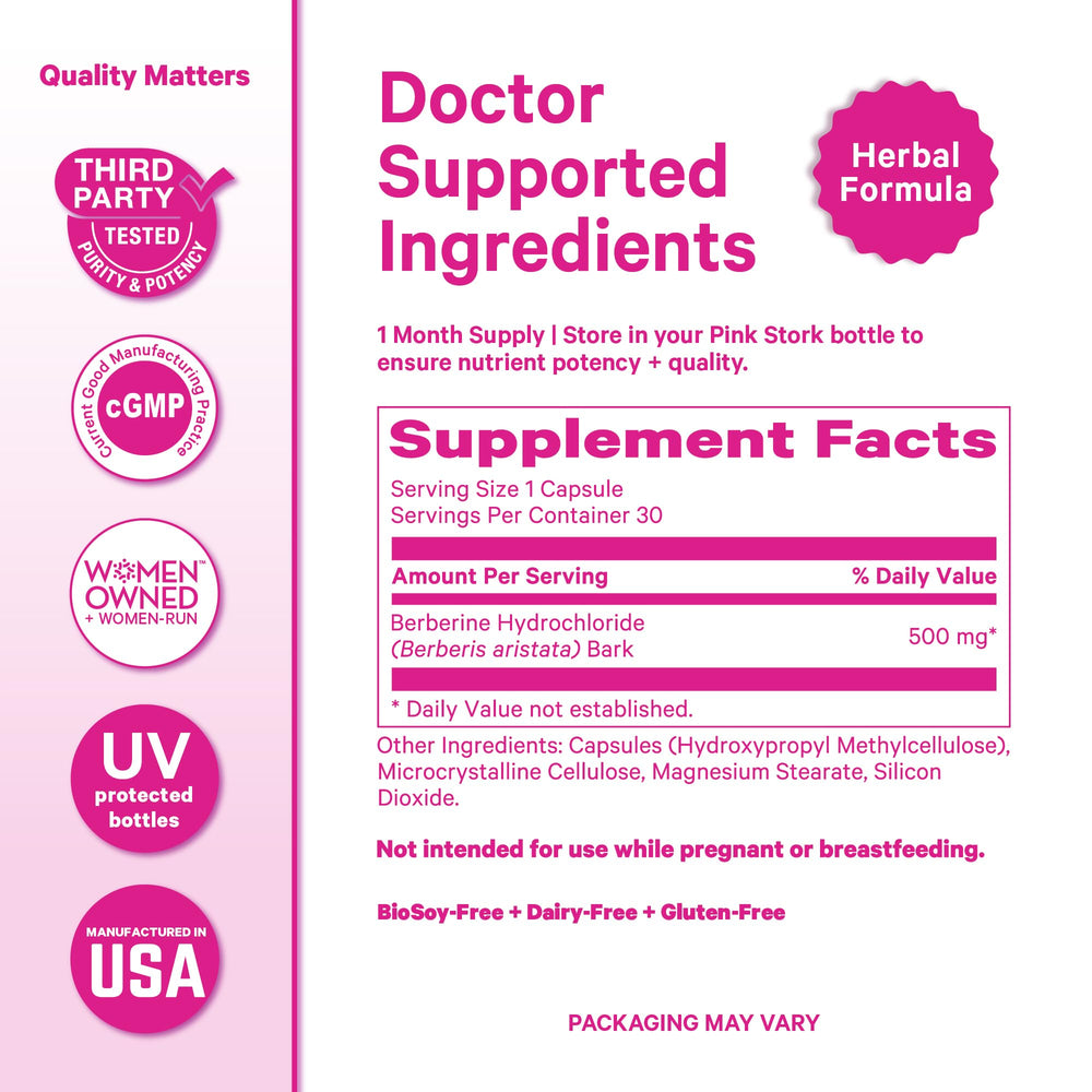 Visual emphasizing gut health support with Pink Stork Berberine