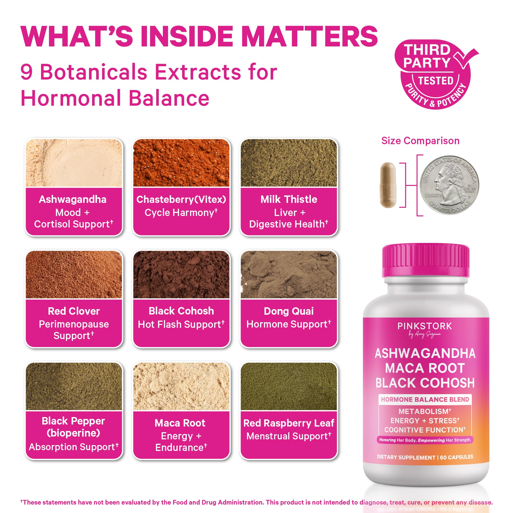 Pink Stork Black Cohosh bottle supports mood balance during hormonal changes