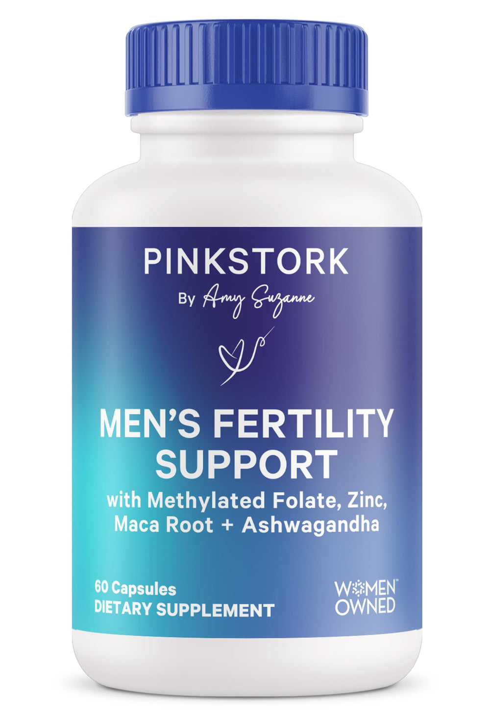 Pink Stork BlueStork bottle with capsules for daily fertility support.
