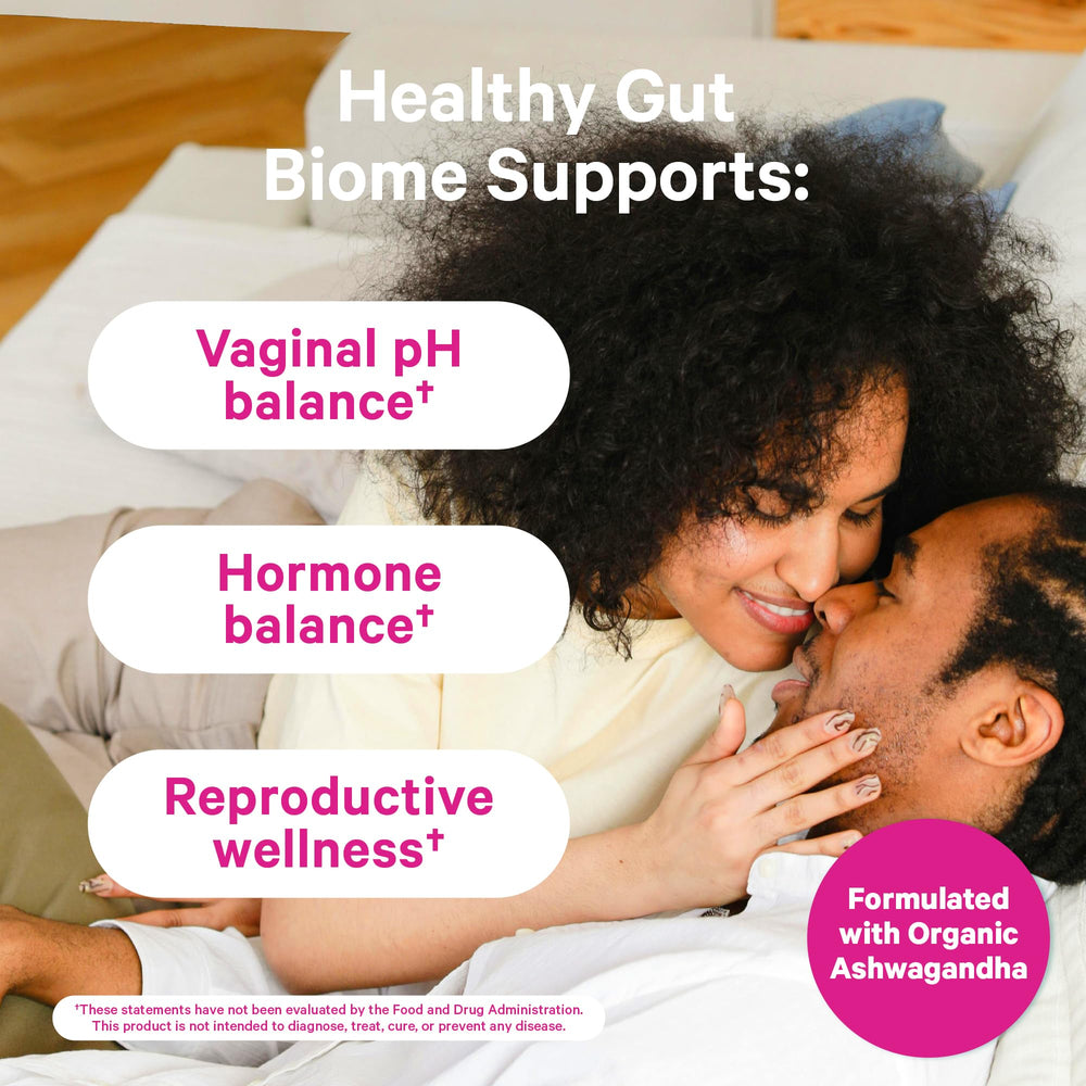 Pink Stork Fertility Probiotics label closeup with CFU details and ingredients