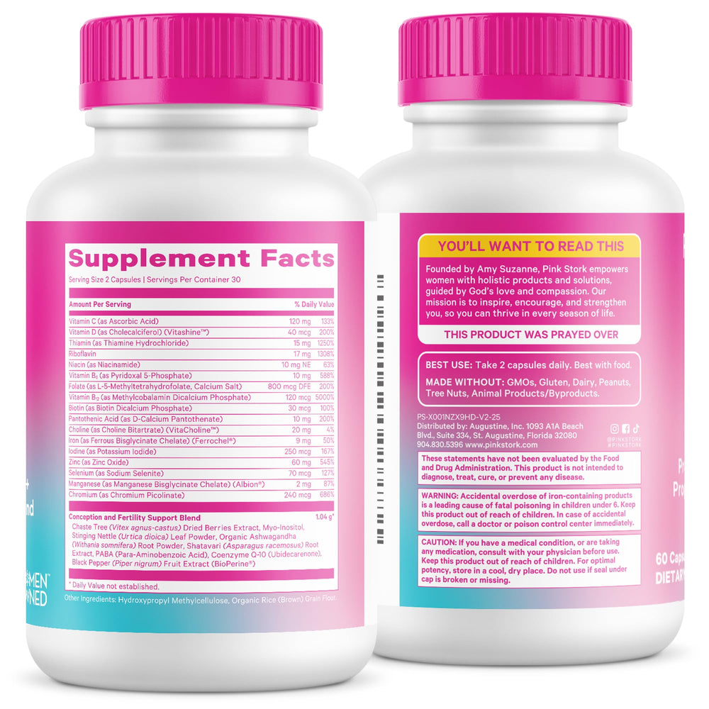 Pink Stork Fertility Support bottle ready for morning routine