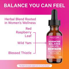 Pink Stork Hormone Balance Drops dropper dispense enables precise 2 mL servings