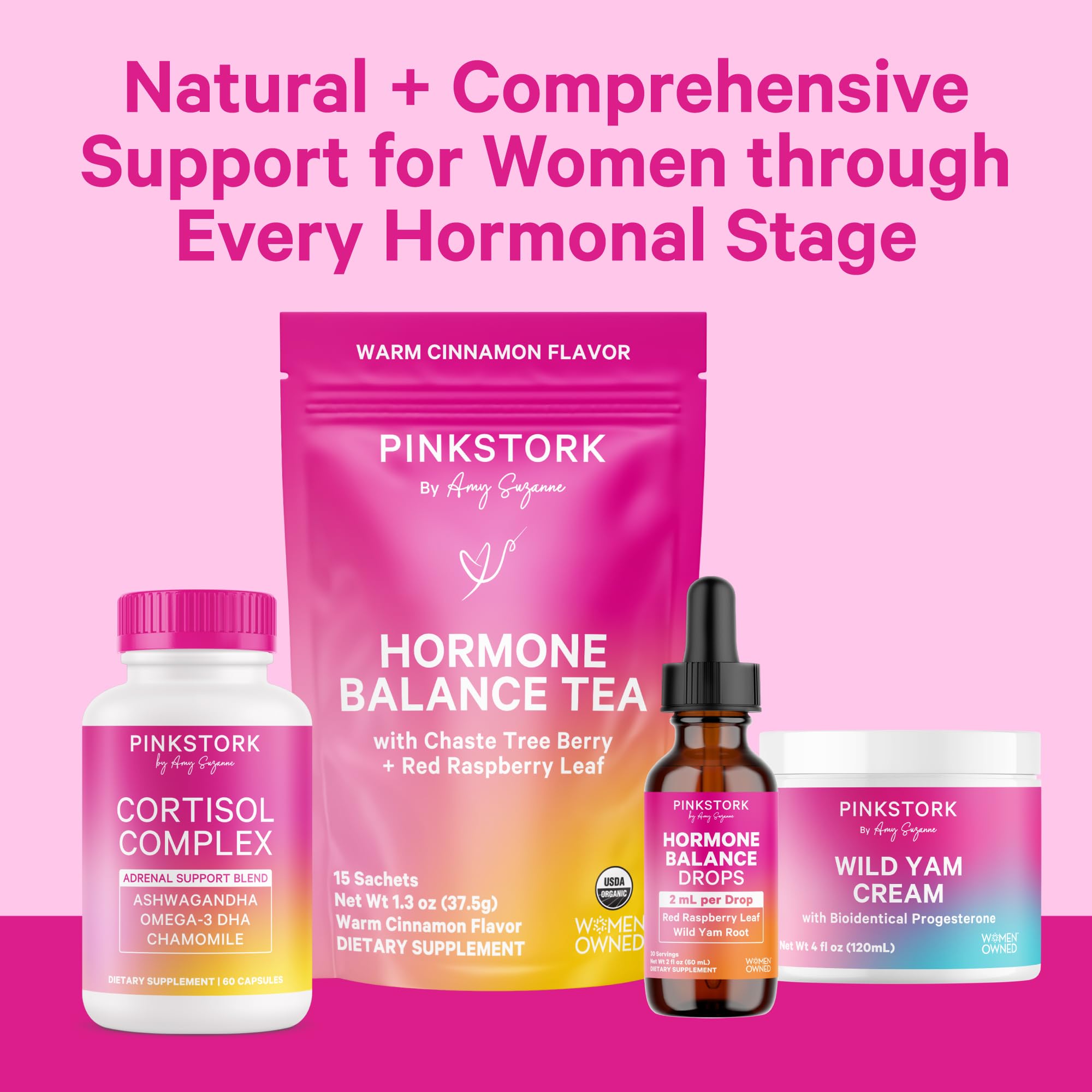Pink Stork Hormone Balance Drops glass bottle conveys premium quality and protection