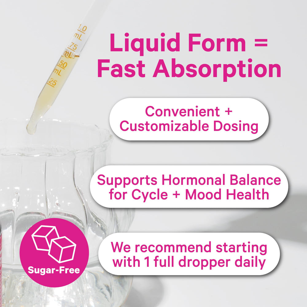 Pink Stork Hormone Balance Drops label front highlights vegan formulation for wellness