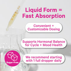 Pink Stork Hormone Balance Drops label front highlights vegan formulation for wellness