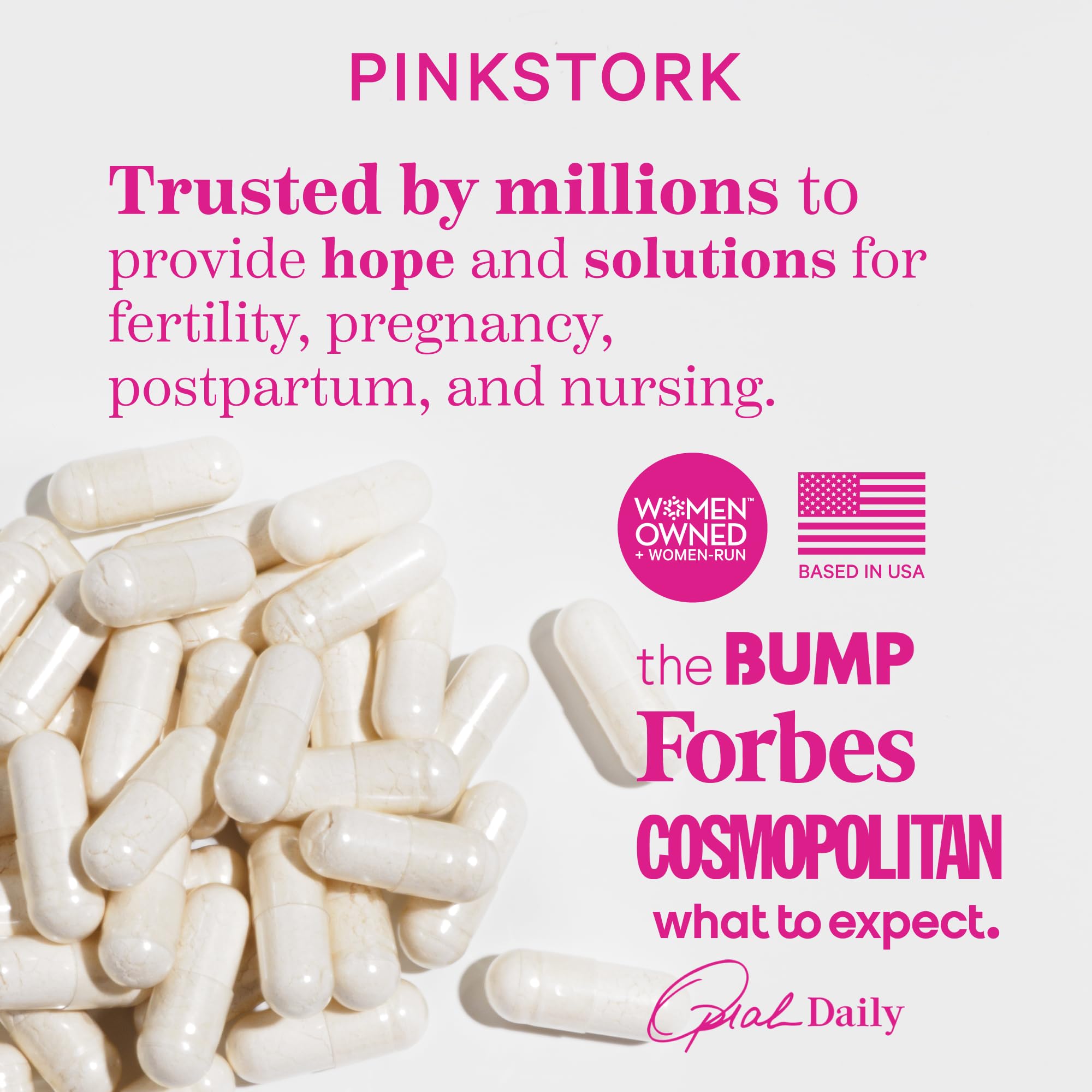 Pink Stork Labor Prep vegan and non-GMO icon.