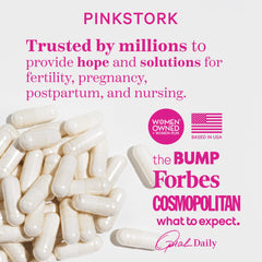 Pink Stork Labor Prep vegan and non-GMO icon.