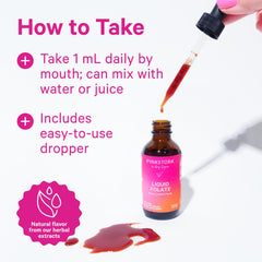Adding Pink Stork Liquid Folate Drops to water for easy mix-in.