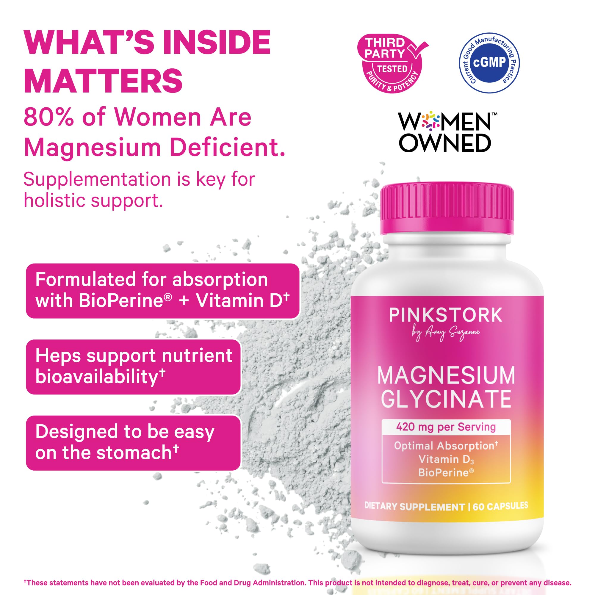 Closeup of Pink Stork capsules highlights gentle absorption