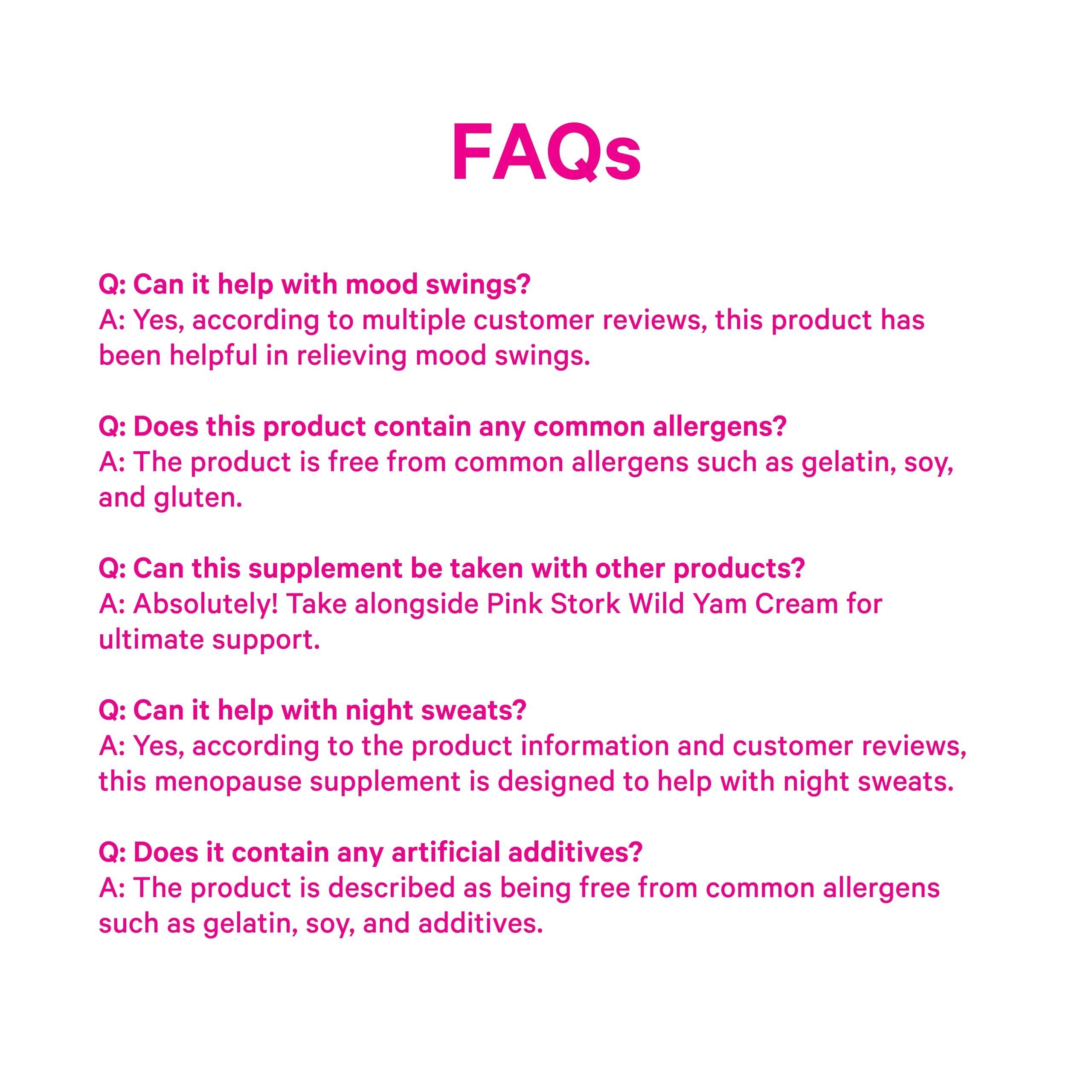 Pink Stork Menopause Support clean-label seal indicating safety and quality.