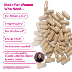 Label detail of Pink Stork Menopause Support showcasing clean ingredients.
