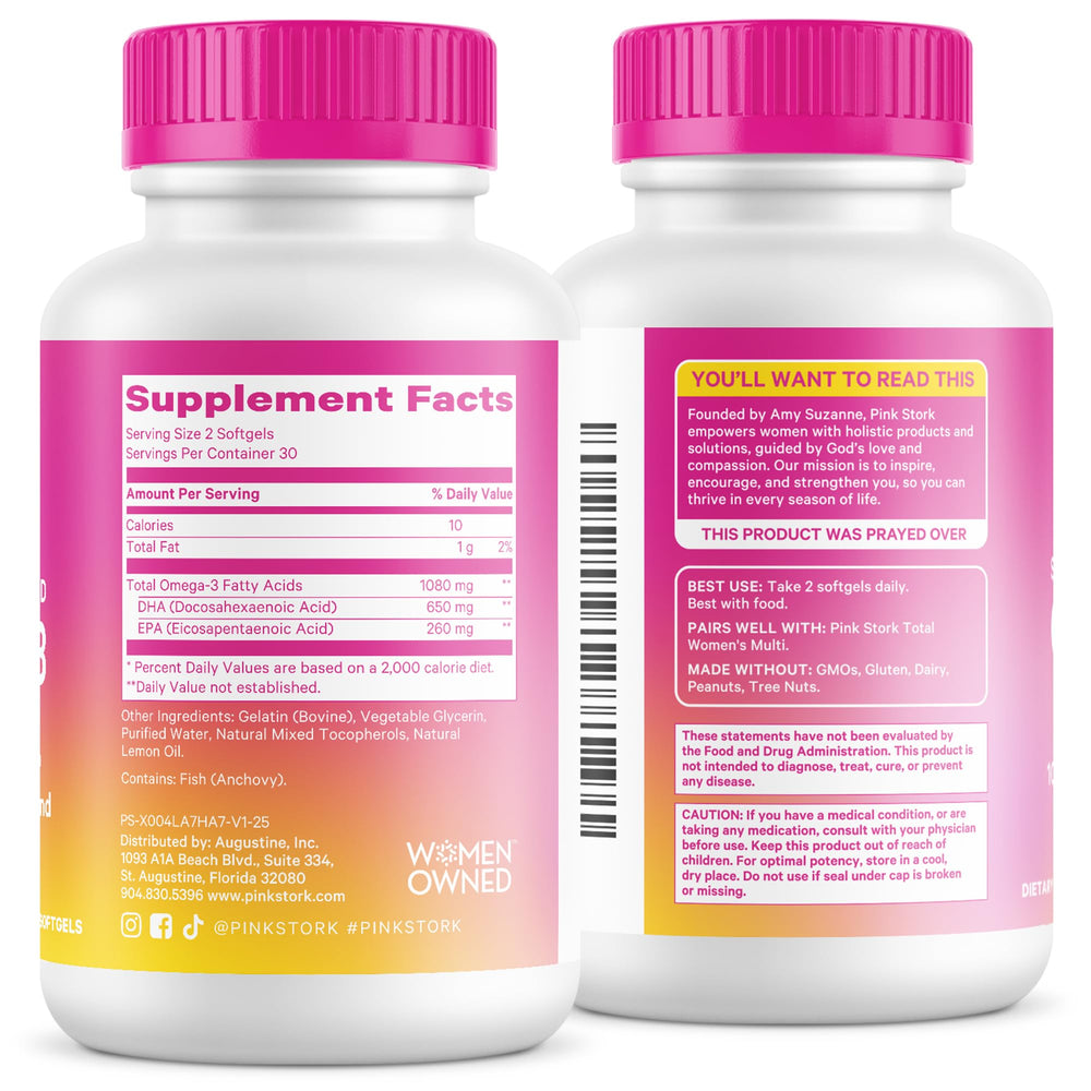 Pink Stork Omega-3 women owned brand story emphasis