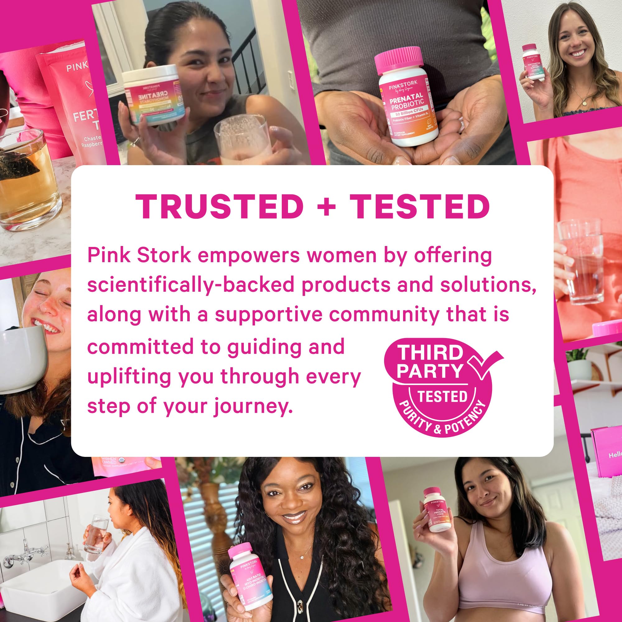 Pink Stork postpartum gummies on kitchen counter for daily postnatal nourishment.